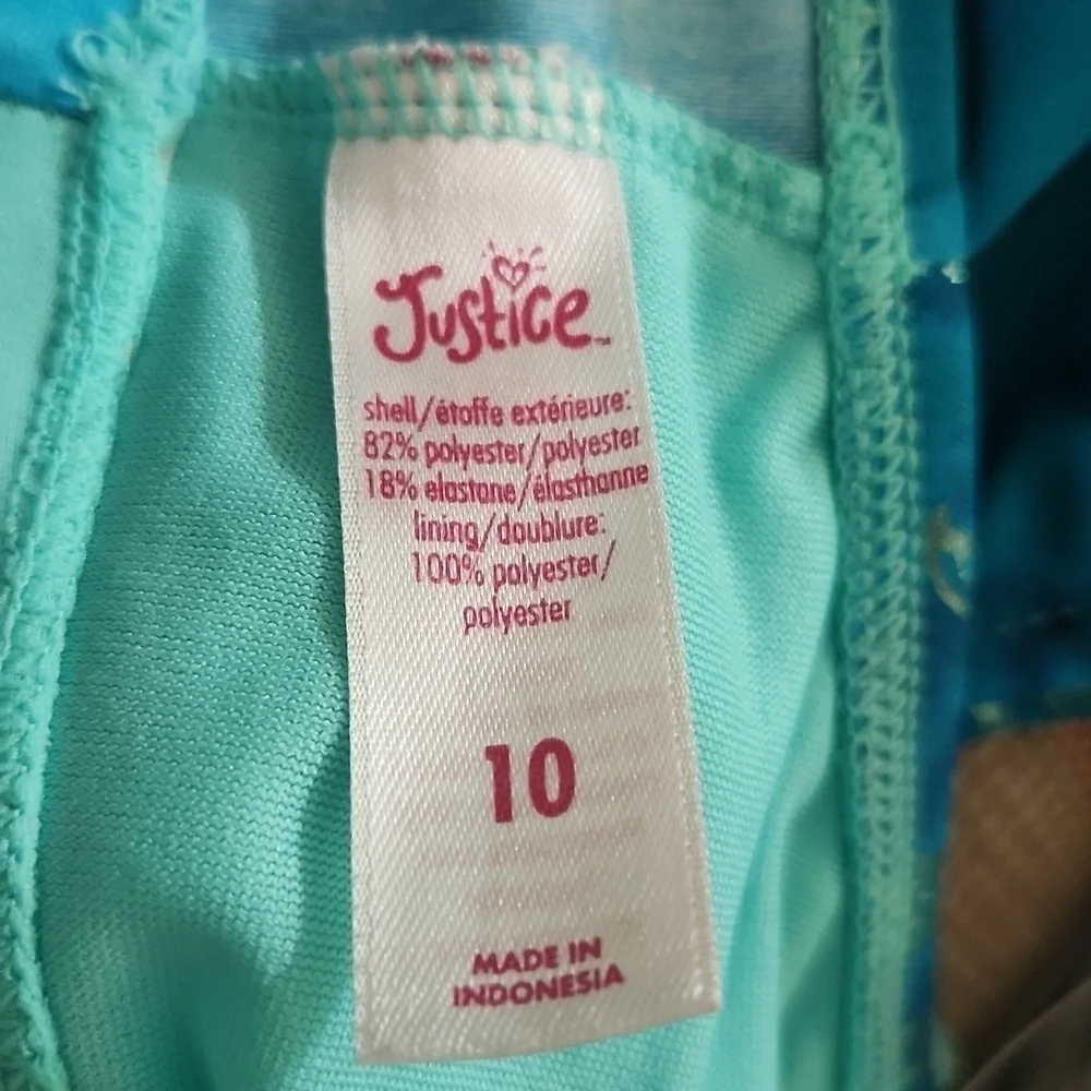 Justice Girls Blue Mermaid Print Two-Piece Swimsuit Bikini Size 10
